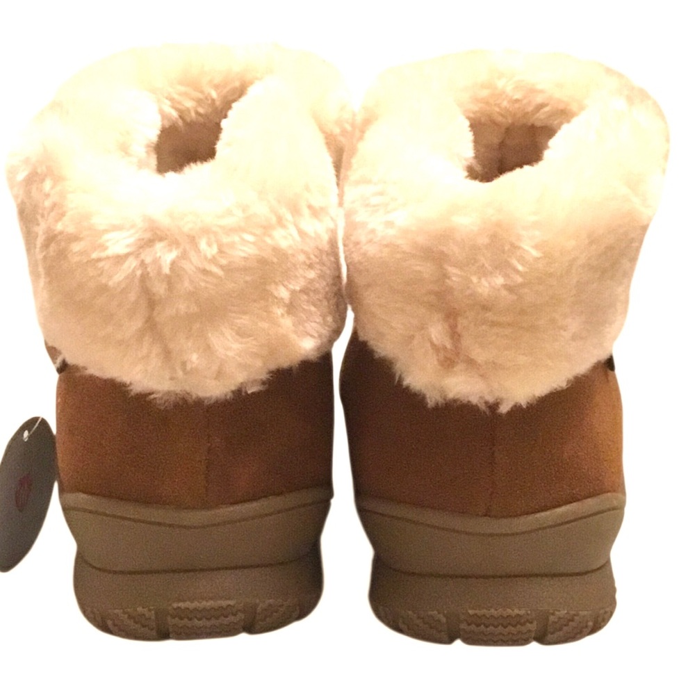 ๐ Minnetonka Brown Suede Faux Fur Moccasin Boot Size 10 Water/Stain Resistant - Picture 9 of 13